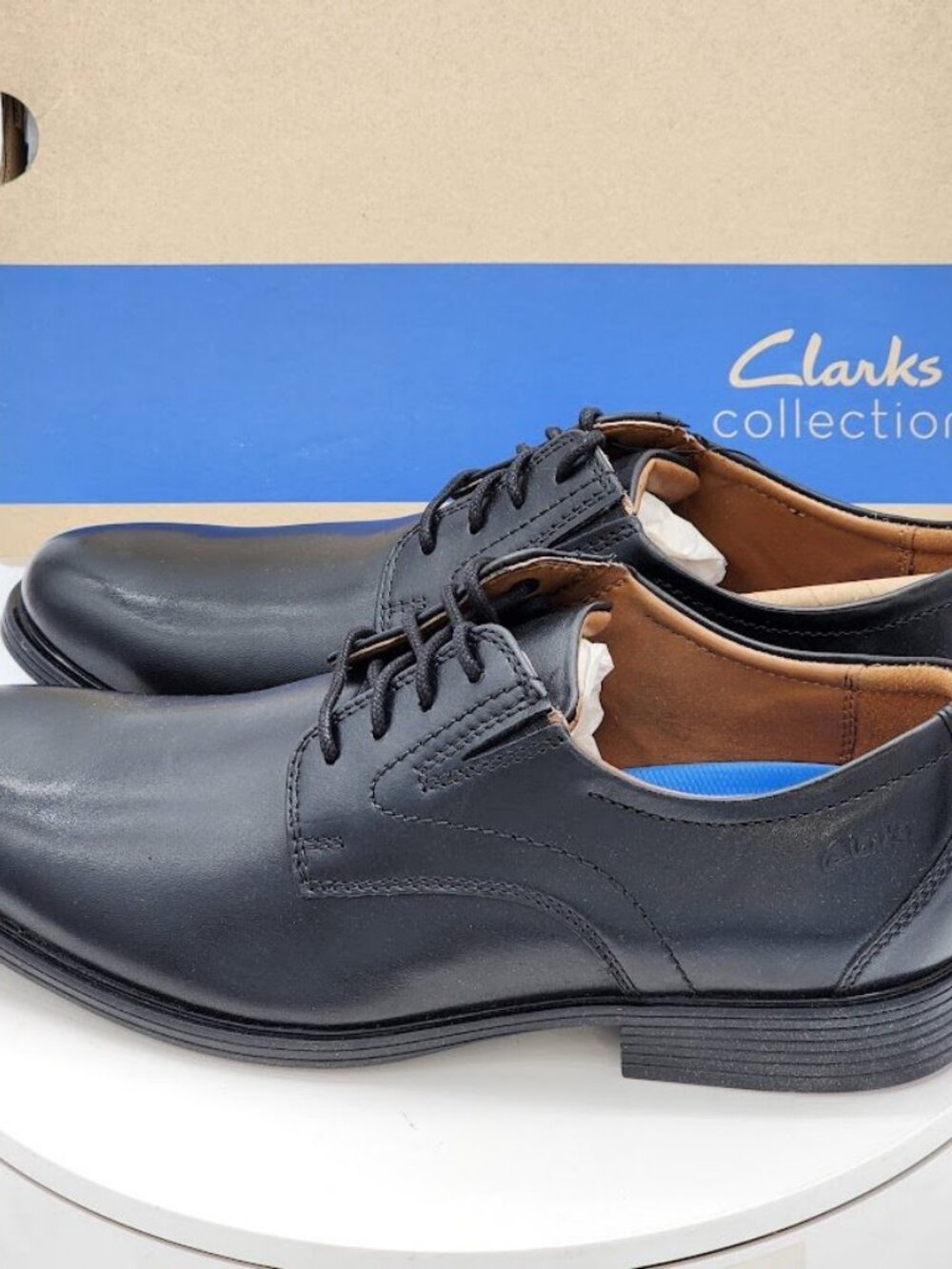 Clarks Whiddon Plain Black Leather Oxford Dress Shoes Men’s Size 8 - Picture 6 of 11